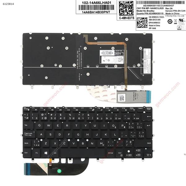 DELL 9343    black  (with  backlit, big enter ) CA/CF 0MWV23 Laptop Keyboard (OEM-A)