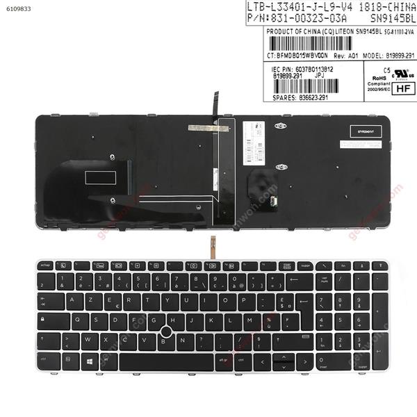 HP EliteBook 755 G3 850 G3 850 G4 ZBook 15u G3 G4 SILVER FRAME BLACK (with point,Backlit,Win8) FR 6037B0113812 Laptop Keyboard (OEM-A)