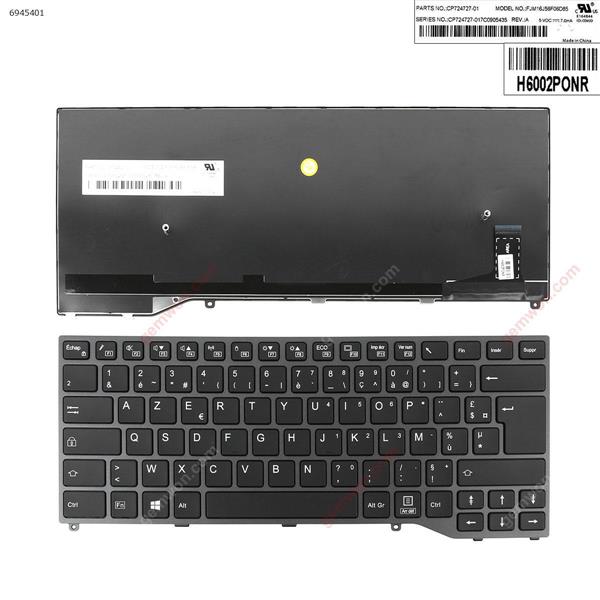 Fujitsu  U747  BLACK   , Without  Backlit   , Big Enter  FR CP724727-01 Laptop Keyboard (OEM-A)
