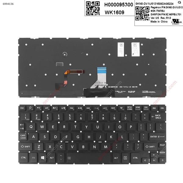 TOSHIBA  L15W  P25W   BLACK (Without FRAME，Backlit, Without Foil,win8 ） US OKNO-DV1US13  NSK-TW7BU  9Z.N8PBU.701 Laptop Keyboard (OEM-B)