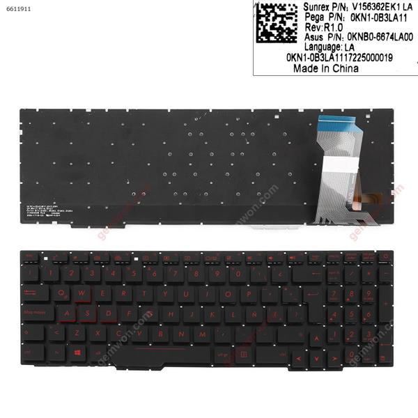 ASUS ROG Strix GL553 GL553VD GL553VE BLACK (Without FRAME,Backlit,Big Enter, Red Printing    WIN8)  LA V156362EK1 LA Laptop Keyboard (OEM-A)