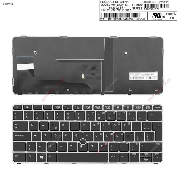 HP EliteBook 820 G3 SILVER FRAME BLACK (with point,Win8)  LA 6037B0113017 Laptop Keyboard (OEM-A)