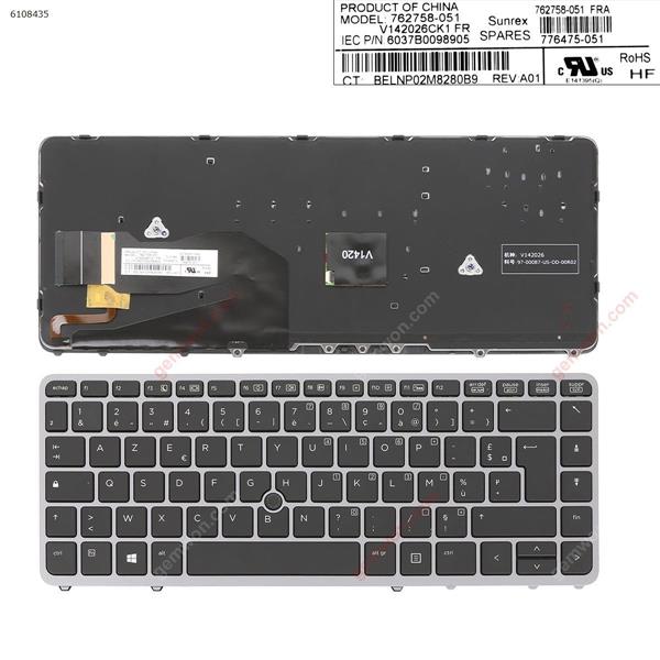 HP EliteBook 840 G1 850 G1 GRAY FRAME BLACK (Backlit,with point,Win8) FR 6037B0098905 Laptop Keyboard (OEM-A)