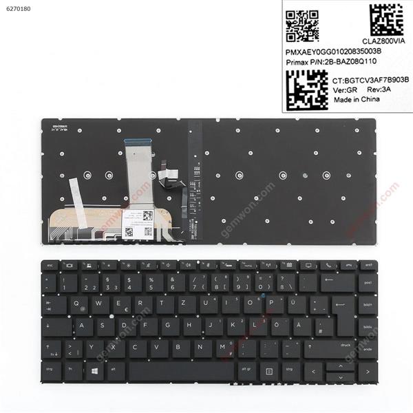 HP EliteBook Folio 1040 G5 BLACK ( without frame , Backlit,Win8) GR 2B-BAZ08Q110 Laptop Keyboard (OEM-A)