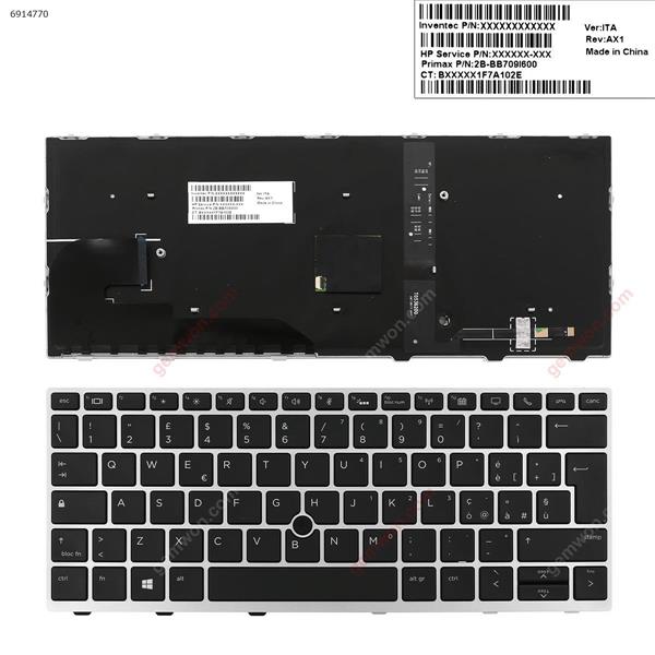 HP EliteBook 830 G5 SILVER FRAME BLACK (with point,Backlit,Win8) IT 2B-BB709I600 Laptop Keyboard (OEM-A)