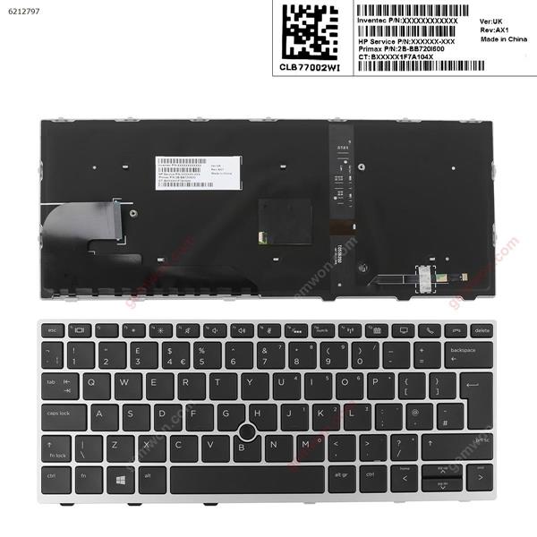 HP EliteBook 830 G5 SILVER FRAME BLACK (with point,Backlit,Win8) UK N/A Laptop Keyboard (OEM-A)