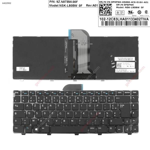  DELL Inspiron 14 3421 14R 5421 Vostro 2421     GLOSSY FRAME BLACK  (Backlit  ,  Big Enter  ) FR 0P6PNH Laptop Keyboard (OEM-A)