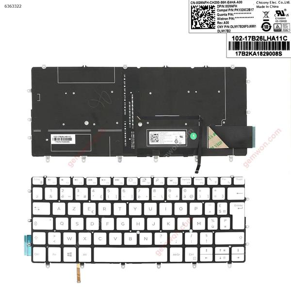 DELL 9370   WHITE  (Backlit  ,  Big Enter   ) FR 0GM4FH Laptop Keyboard (OEM-A)
