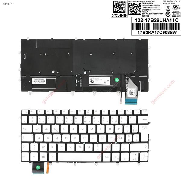 DELL 9370   WHITE  (Backlit  ,  Big Enter  , Cable  Folded ) FR 0KPJJ5 Laptop Keyboard (OEM-A)