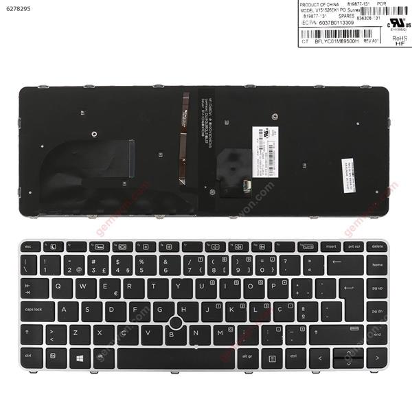 HP EliteBook 840 G3  SILVER   FRAME BLACK (with point,Backlit,Win8)  PO 6037B0113309 Laptop Keyboard (OEM-A)