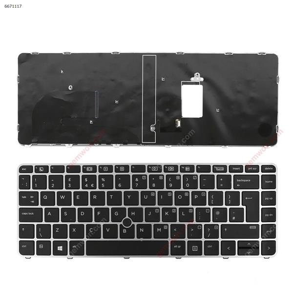 HP EliteBook 840 G3 SILVER FRAME BLACK (with point ) UK 6037B0113103 Laptop Keyboard (OEM-A)