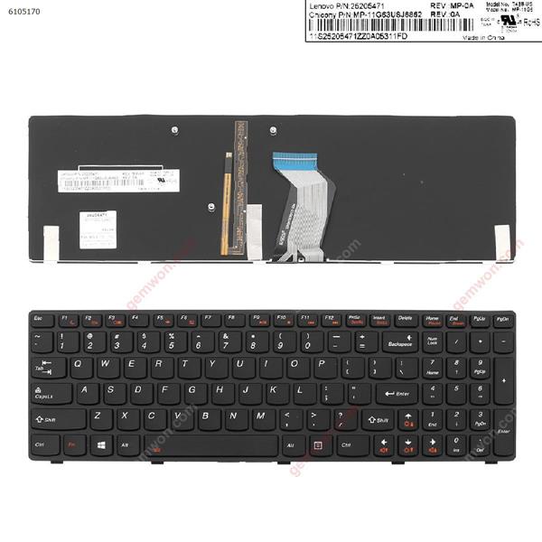 LENOVO Y580 GRAY FRAME BLACK(Backlit.WIN8) OEM US 15-0109C-DX01-001US Laptop Keyboard (OEM-B)