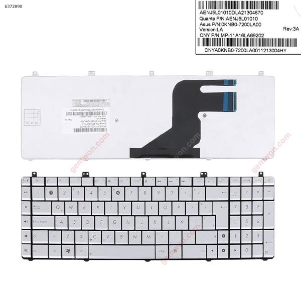 ASUS N55 SILVER  LA MP-11A16LA69202 Laptop Keyboard (OEM-A)