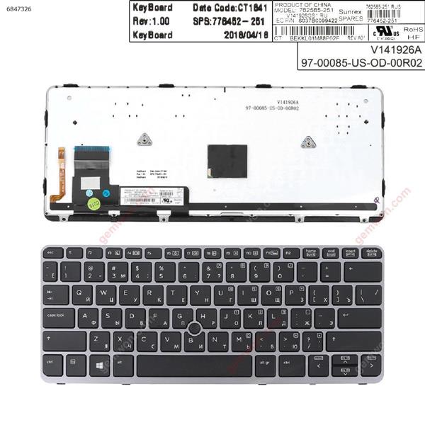 HP EliteBook 820 G1 SILVER FRAME BLACK (Backlit,with point,Win8) RU 9Z.N9WBV.40R Laptop Keyboard (OEM-A)