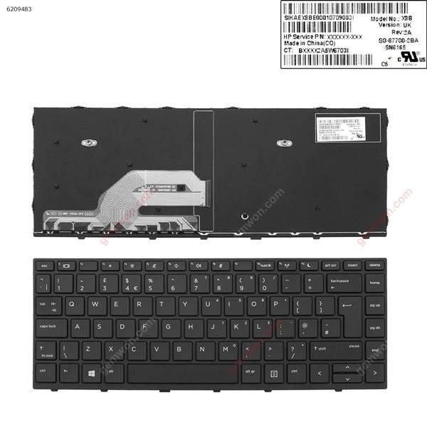 HP Probook 430 G5 440 G5 445 G5 BLACK FRAME BLACK WIN8  (The back snap is broken) UK 9Z.NEESQ.00U Laptop Keyboard (A)