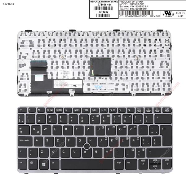 HP EliteBook 820 G1 SILVER FRAME BLACK (with point,Win8) LA 6037B0086010 Laptop Keyboard (A+)