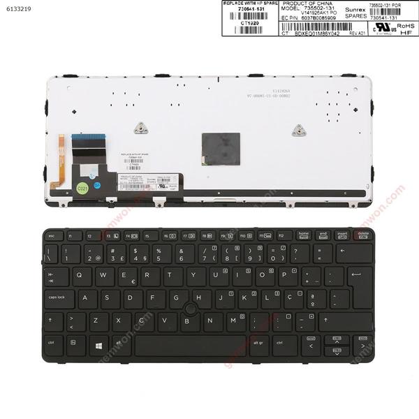 HP EliteBook 820 G1 BLACK FRAME BLACK (Backlit,with point,Win8) PO 6037B0085909 Laptop Keyboard (OEM-A)