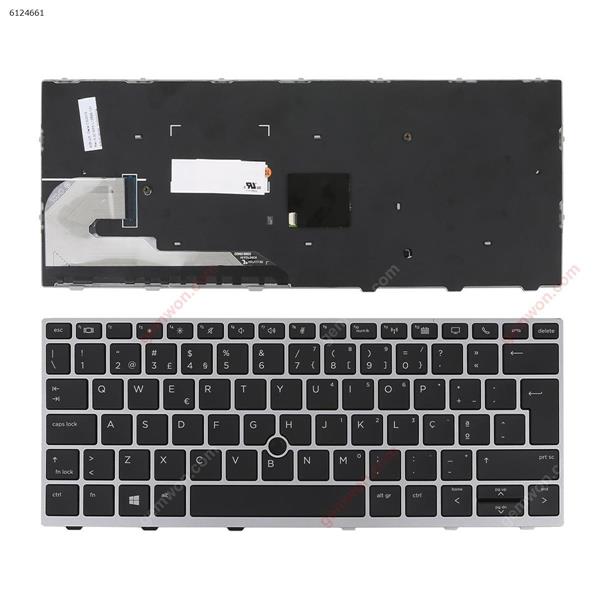 HP EliteBook 830 G5 SILVER FRAME BLACK (with point,Win8) PO 830 G5 Laptop Keyboard (OEM-A)