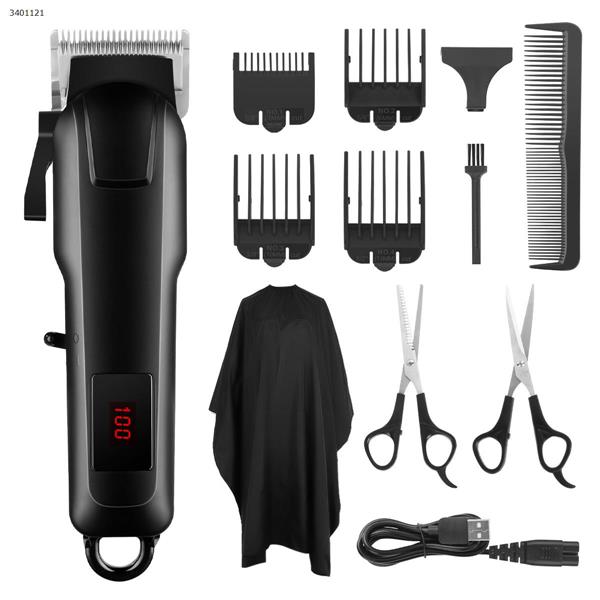 Hair clipper set (painted matte black non-logo electric clipper 3739610 + black 140*90cm cloth 3394170 + three-piece hairdressing scissors and comb 3632653) Personal Care  N/A