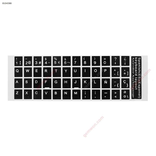 SP Keyboard Sticker,Black with White letter. Change keyboard language layout by stick lables on keyboard keys(Glossy) Sticker SP