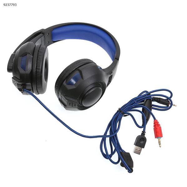 SY885MV light version game esports headset headset Internet cafe headset（Black and blue light） Headset SY885MV