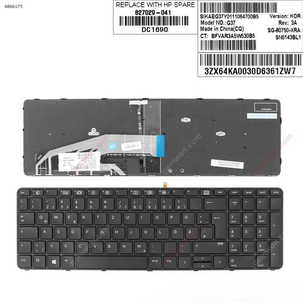 HP ProBook 450 G3 455 G3 470 G3 BLACK FRAME BLACK (Backlit  ， Without  Point Stick )WIN8   GR N/A Laptop Keyboard (OEM-A)