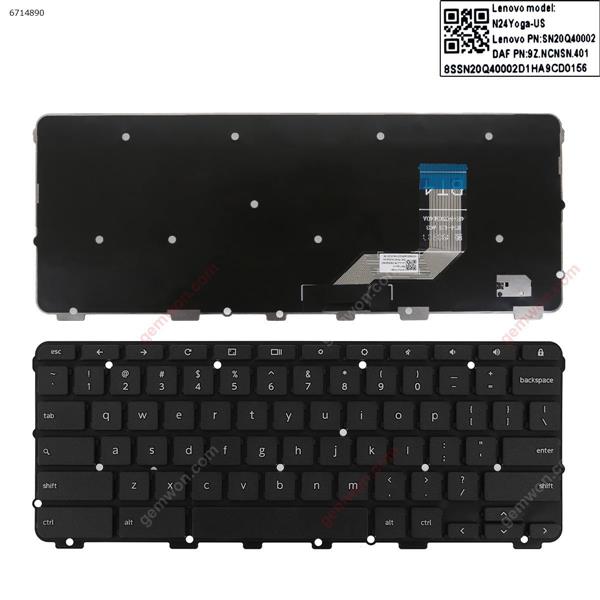 LENOVO CHROMEBOOK 100E N24 N3350  BLACK   FRAME BLACK (Win8) US SN20Q40002             9Z..NCNSN.401 Laptop Keyboard (OEM-B)