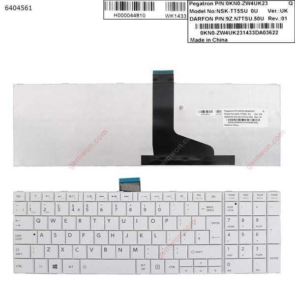 TOSHIBA C850 WHITE(For Win8) UK 0KN0-ZW4UK23  9Z.N7TSU.50U Laptop Keyboard ( )
