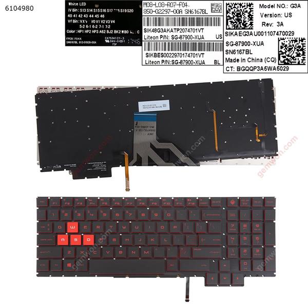 HP Omen 15-ce 15-ce000 15-ce020ca 15-CE010CA 15-CE0US BLACK (Backlit,Without FRAME,Red Printing,Win8) US G3A          SG-87900-XUA            SN6167BL Laptop Keyboard (OEM-B)