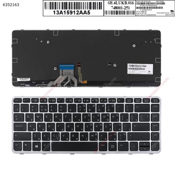 HP EliteBook Folio 1040 G1  SILVER FRAME BLACK (Backlit,Win8)  RU 736933-251-MP-13A13SUJ442-904LU07C0R83204E61V300-BDYBE0ALKB6FHD Laptop Keyboard (OEM-A)