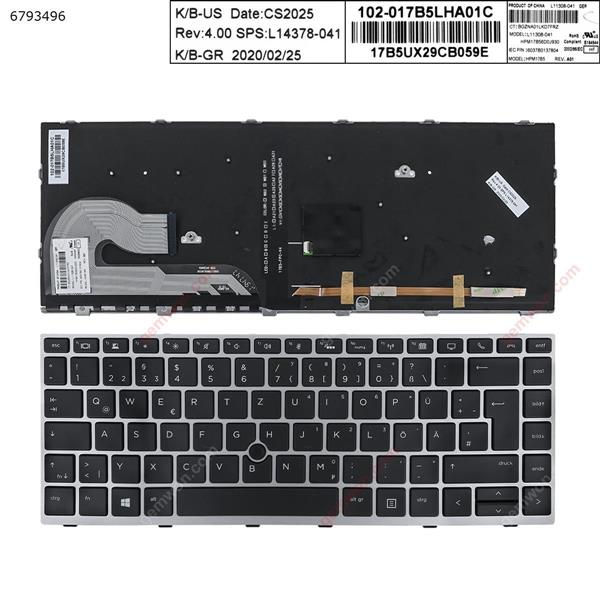 HP EliteBook 840 G5 SILVER FRAME BLACK (with point ， Backlit,Win8)  GR L09813-DH1 HPM17B56DNJ9302 6037B0141636 Laptop Keyboard (OEM-A)