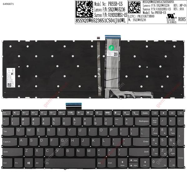 Lenovo xiaoxin  15  GRAY (Backlit,Without FRAME,WIN8)  US SN20W65236                V192020BS1           PR5SB Laptop Keyboard (OEM-B)