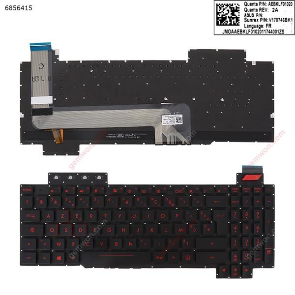 Asus FX63V FX63VM BLACK (Without FRAME,Backlit, red Printing WIN8) FR N/A Laptop Keyboard (OEM-A)