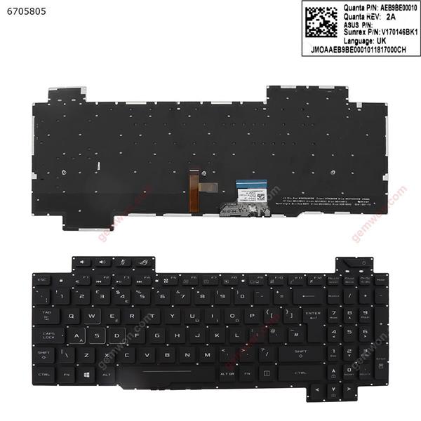 Asus GL703G GL703GE GL703GM BLACK (Asus G731GT G731GU BLACK ( Full Colorful Backlit ,Without FRAME,WIN8) WIN8) UK V170146BK1 AEB9BE00010 Laptop Keyboard (OEM-A)