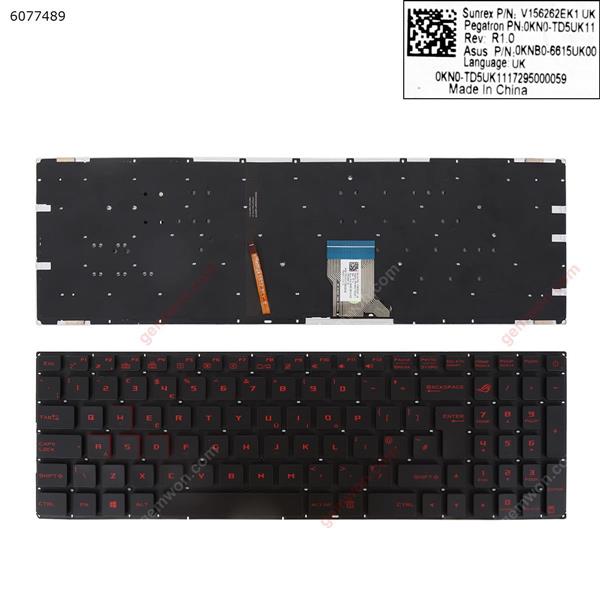 Asus GL502  BLACK (Without FRAME,Backlit  ,  red Printing   WIN8)   UK N/A Laptop Keyboard (OEM-A)