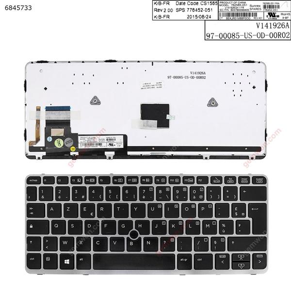 HP EliteBook 820 G1 SILVER FRAME BLACK (Backlit,with point,Win8) FR N/A Laptop Keyboard (OEM-A)
