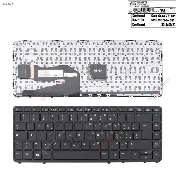 HP EliteBook 840 G1  BLACK FRAME BLACK (with point,Win8) IT 6037B0085506 Laptop Keyboard (OEM-A)
