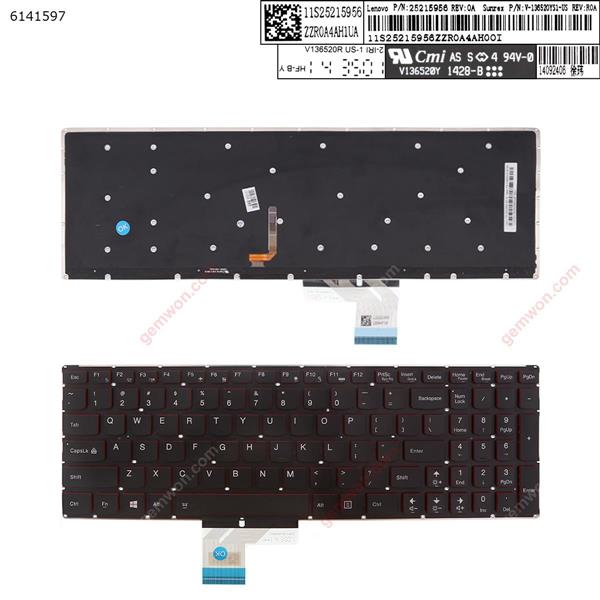 Lenovo Y70-50   BLACK  (Red side,  Backlit  ,without FRAME, For Win8) US 252159596                V-136520YS1 Laptop Keyboard (OEM-A)