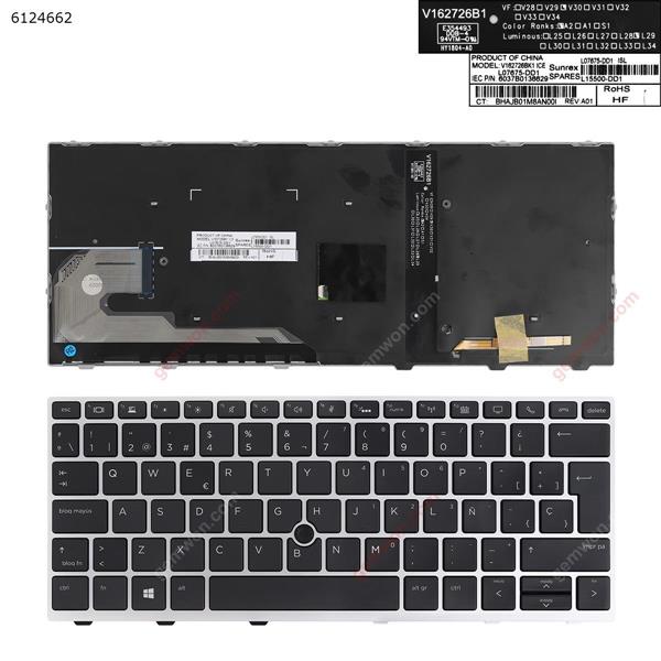 HP EliteBook 830 G5 SILVER FRAME BLACK (with point,Backlit,Win8) SP 830 G5 Laptop Keyboard (OEM-A)