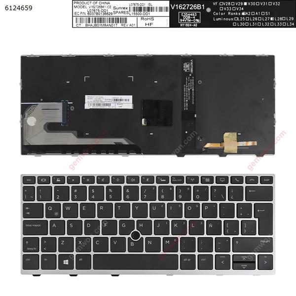 HP EliteBook 830 G5 SILVER FRAME BLACK (with point,Win8) LA 830 G5 Laptop Keyboard (A+)