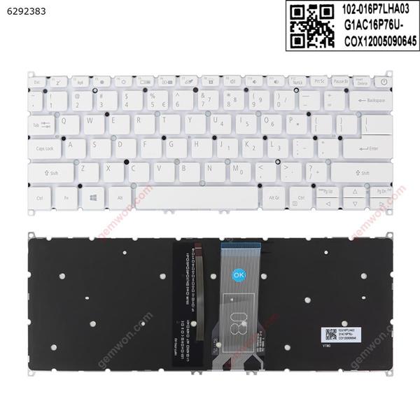Acer Swift SF114-32   WHITE   (Without FRAME，Backlit ） US SOE-NCB1600 3-3 002-16M23LHC02 Laptop Keyboard (OEM-A)