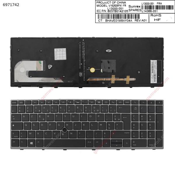 HP EliteBook 850 G5 GRAY FRAME BLACK (Backlit , with point ) FR 6037B0142105 V162826FK1 L13000-051  105JM0012 SF-2196 Laptop Keyboard (OEM-A)