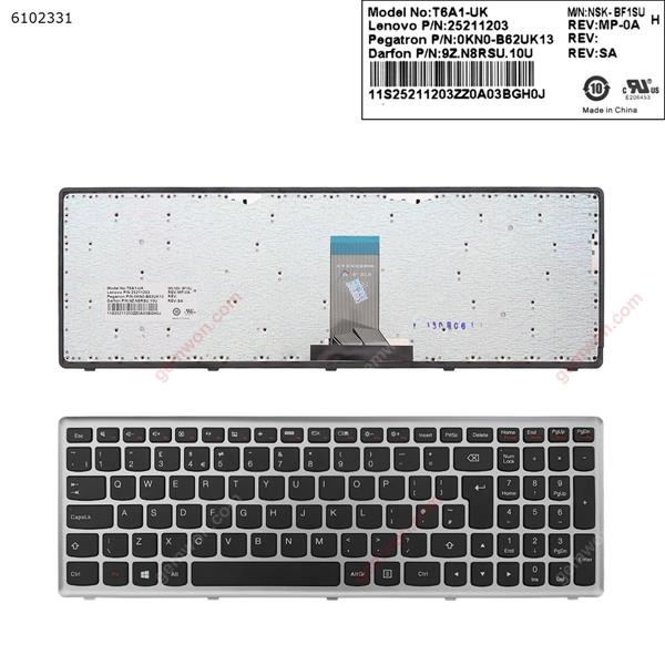 LENOVO U510 SILVER FRAME BLACK(Fro Win8 OS) UK 25205550 25211203 V-13652 0AK0-B62UK13 9Z.N8RSU.10U Laptop Keyboard ( )
