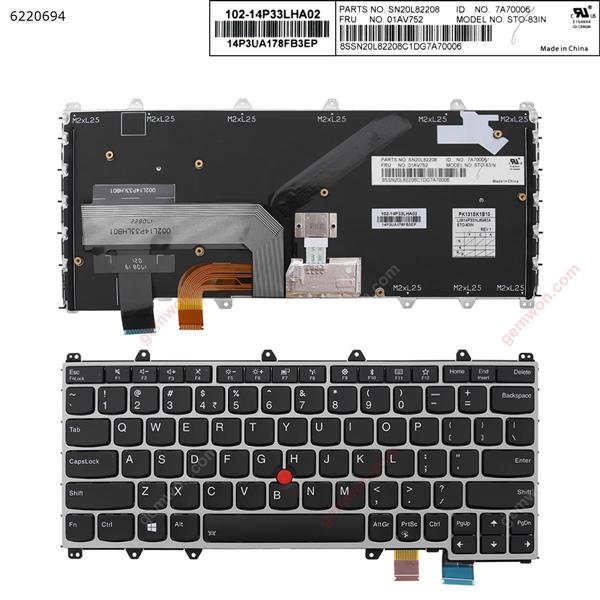 Thinkpad Yoga 260 Silver FRAME BLACK (Backlit With Point stick,Win8 ) US SN20L82208          01AV752        7A7001L           STO-83IN Laptop Keyboard (Original)