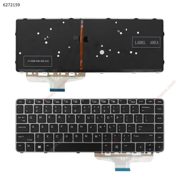 HP EliteBook Folio 1040 G3 GRAY  FRAME BLACK (Backlit,Win8) US FA04-A1 JY-K908-008-009-010 Laptop Keyboard (A)