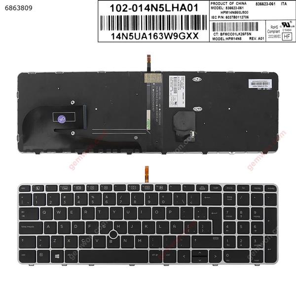 HP EliteBook 755 G3 850 G3 850 G4 ZBook 15u G3 G4 SILVER FRAME BLACK (with point,Backlit,Win8) LA N/A Laptop Keyboard (A+)