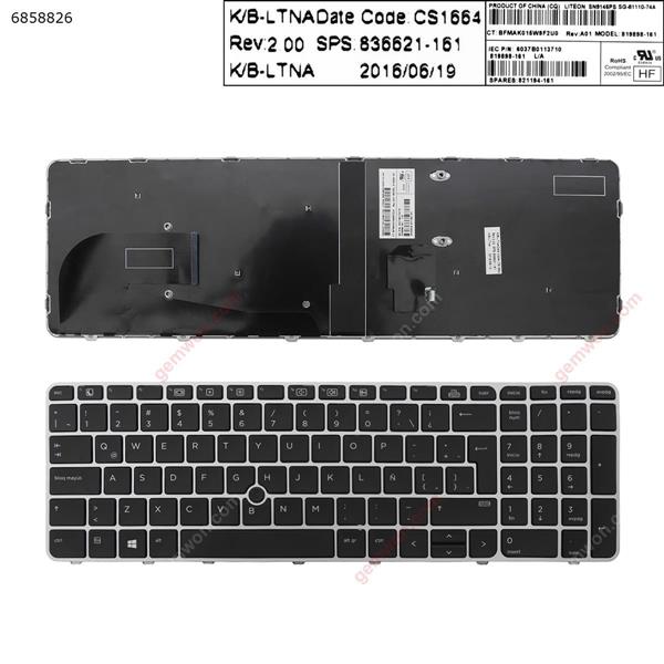 HP EliteBook 755 G3 850 G3 850 G4 ZBook 15u G3 G4 SILVER FRAME BLACK (with point,,Win8) LA N/A Laptop Keyboard (A+)