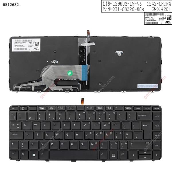 HP 430 g3 g4 440 g3 g4 446 g3 BLACK Frame BLACK(Backlit,Win8)   UK SN9142BL(SN6145BL) 852-43541-01A 831-00326-00A Laptop Keyboard (Original)