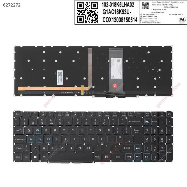 Acer Nitro-4 an515-54 an515-43 an517-51 an715-51 BLACK ((Full Colorful Backlit ,without FRAME ，Blue crystal key cap， WIN8 ) UK LG05P-P90BRL NKI151316U 03504E92K201 6037B0207716 A01 JIT SF-2196 DG 002-18K36LHE01+ 55CH0335 Laptop Keyboard (OEM-A)