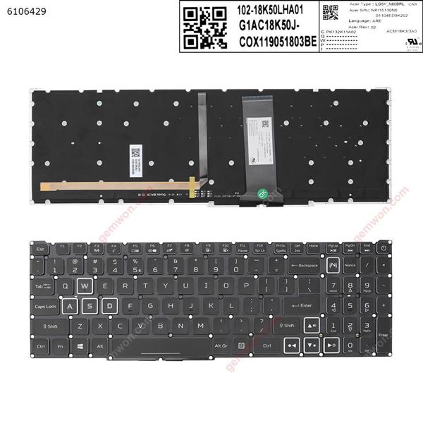 Acer Nitro-4 an515-54 an515-43 an517-51 an715-51 BLACK ((Full Colorful Backlit ,without FRAME ，white  crystal key cap， WIN8 ) US NKI15130N6  LG5P-N90BRL 01104ED9K202 JIT SF-2196 KS 002-18K33LHE01+ 55CH0334 Laptop Keyboard (OEM-A)